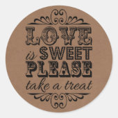 Liefde is lief, alsjeblieft een Treat. Wedding Fav Ronde Sticker (Voorkant)