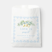 Liefde is lief blauw Tegels citroen bruiloft dank Bedankzakje (Voorkant)