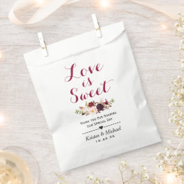 Liefde is Lief Bourgondië Floral bruiloft gunst Bedankzakje