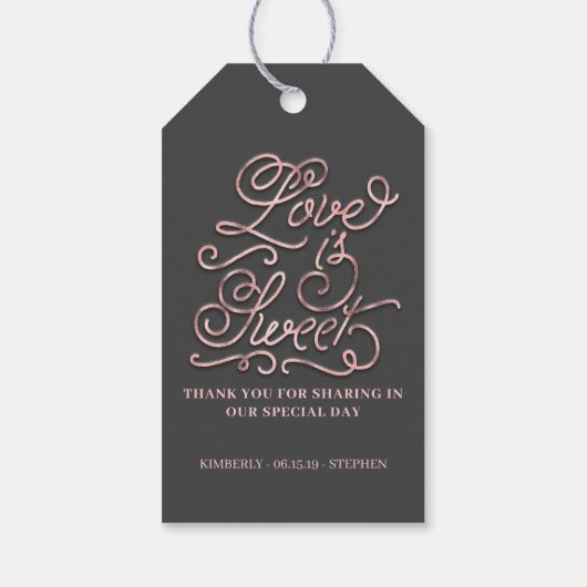 Liefde is Lief Bruiloft Dank u Cadeaulabel (Achterkant)