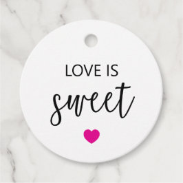 Liefde is lief cadeau Labels, Fuchsia bruiloft Bedankjes Labels