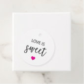 Liefde is lief cadeau Labels, Fuchsia bruiloft Bedankjes Labels (In situ)