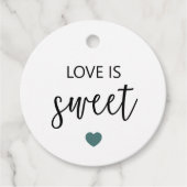 Liefde is lief cadeau Labels, grijs Blauwgroen bru Bedankjes Labels (Voorkant)