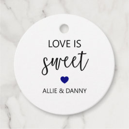 Liefde is lief cadeau Labels, marineblauw bruiloft Bedankjes Labels