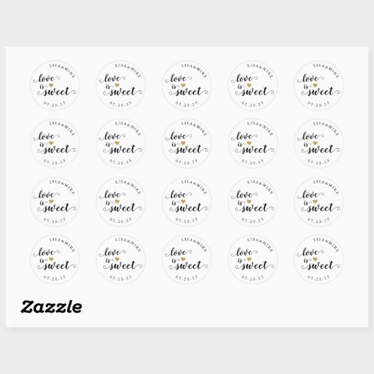 Liefde is Lief Custom Script Wedding Favor Ronde Sticker (Vel)