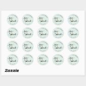 Liefde is Lief Custom Script Wedding Favor Sage Ronde Sticker (Vel)