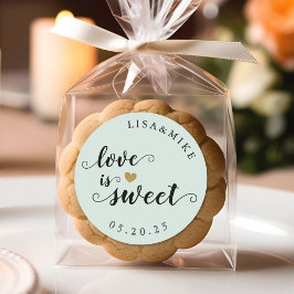 Liefde is Lief Custom Script Wedding Favor Sage Ronde Sticker