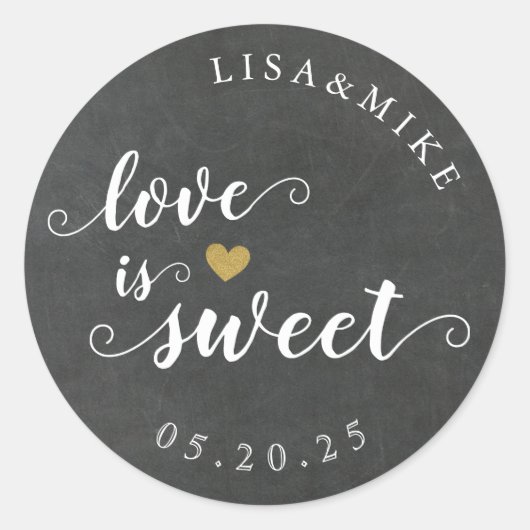 Liefde is Lief Custom Wedding Favor Chalkboard Ronde Sticker (Voorkant)