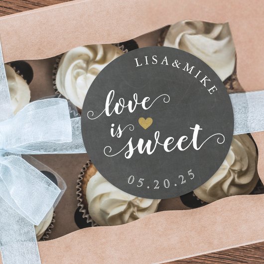 Liefde is Lief Custom Wedding Favor Chalkboard Ronde Sticker