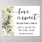 Liefde is Lief Dessert Tafel Bruiloft Eucalyptus Poster (Voorkant)