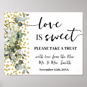 Liefde is Lief Dessert Tafel Bruiloft Eucalyptus Poster
