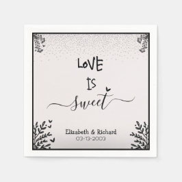 Liefde is lief elegant leuk script bruiloft servet