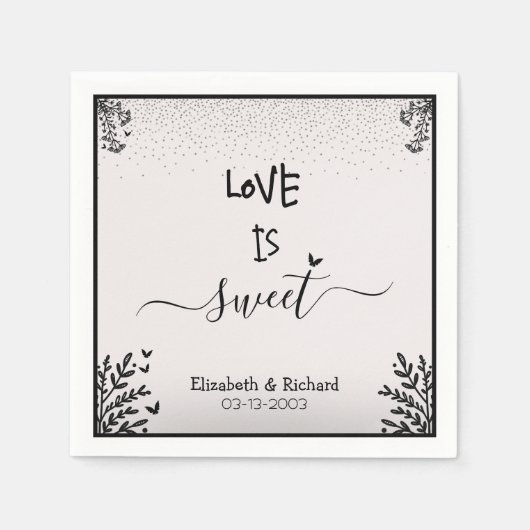 Liefde is lief elegant leuk script bruiloft servet (Voorkant)