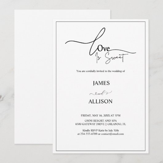 Liefde is lief Elegant Minimalistische Eenvoudige  Kaart (Voorkant / Achterkant)