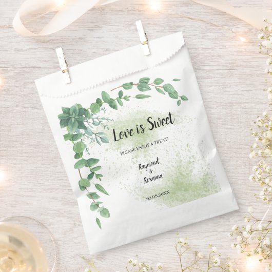 Liefde is Lief Eucalyptus Bruiloft Treat Favor Bag Bedankzakje (Geknipt)