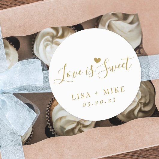 Liefde is lief gepersonaliseerde bruiloft gunst ronde sticker