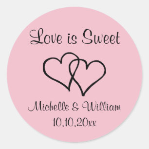 Liefde is lief Gepersonaliseerde bruiloft partij g Ronde Sticker