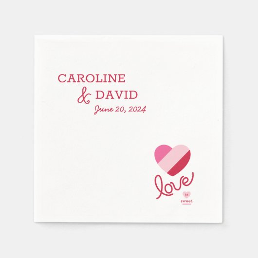 Liefde is lief, harten, lieverd, douche, bruiloft servet (Voorkant)