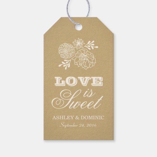 Liefde is Lief Kraft Typografie Bruiloft Monogram Cadeaulabel (Voorkant)