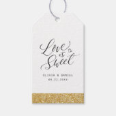 "Liefde is lief" Moderne kalligrafie bruiloft guns Cadeaulabel (Voorkant)