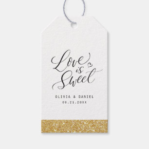 "Liefde is lief" Moderne kalligrafie bruiloft guns Cadeaulabel