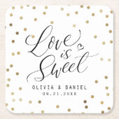 " liefde is lief " , moderne kalligrafie bruiloft kartonnen onderzetters (Voorkant)