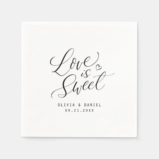 " liefde is lief " , moderne kalligrafie bruiloft servet (Voorkant)