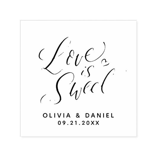 " liefde is lief " , moderne kalligrafie bruiloft zelfinktende stempel (Design)