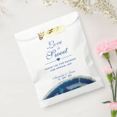 Liefde is Lief Navy Blue Wedding Agaat Bedankzakje (Gezegeld)