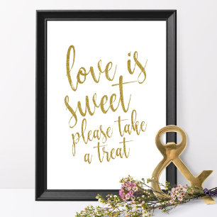 Liefde is lief, neem een gouden 8 x 10 teken poster