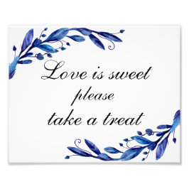 Liefde is lief, neem een poster. Blauwe bruiloft Foto Afdruk