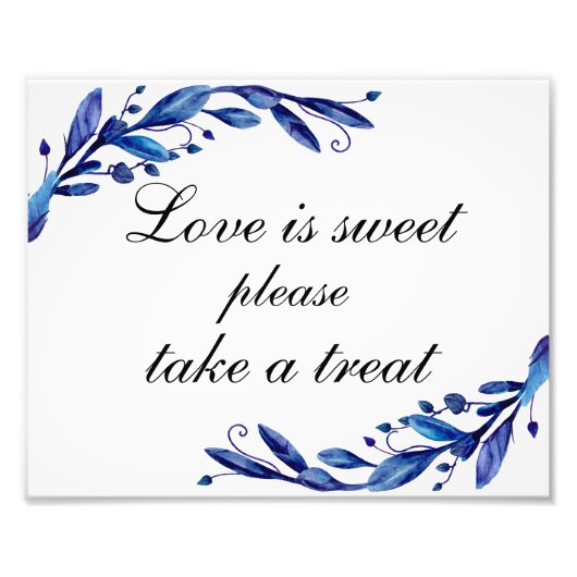 Liefde is lief, neem een poster. Blauwe bruiloft Foto Afdruk (Voorkant)