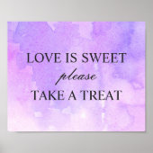 Liefde is lief, neem een traktatie. Paarse lila br Poster (Voorkant)
