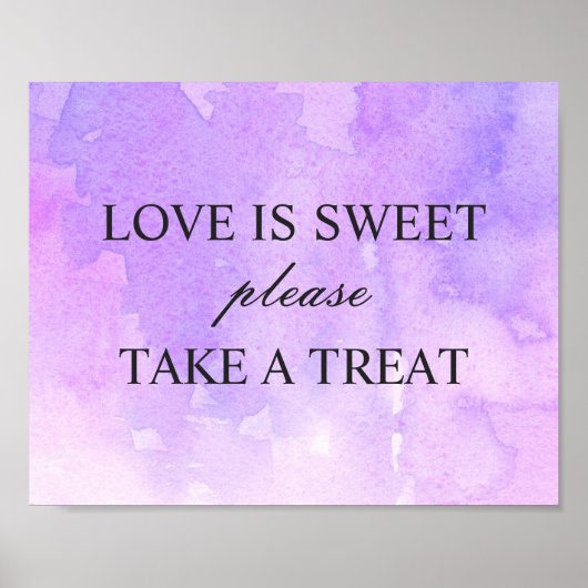 Liefde is lief, neem een traktatie. Paarse lila br Poster (Voorkant)