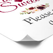 Liefde is lief Neem een Treat Burgundy Floral Poster (Hoek)