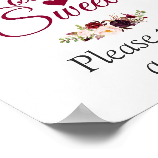 Liefde is lief Neem een Treat Burgundy Floral Poster (Hoek)