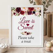 Liefde is lief Neem een Treat Burgundy Floral Poster