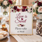 Liefde is lief Neem een Treat Burgundy Floral Poster