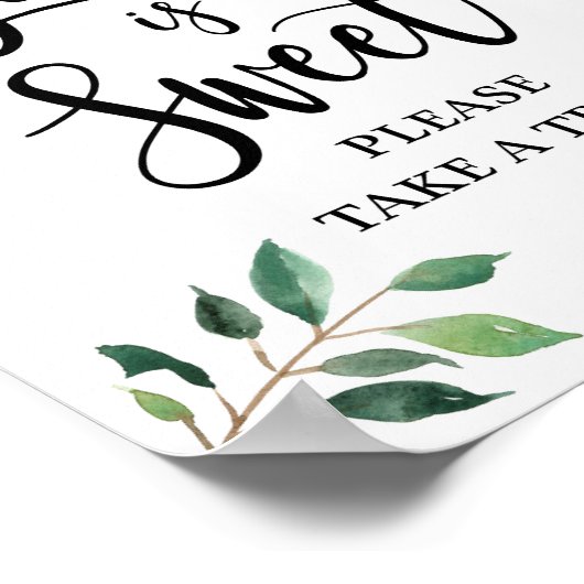 Liefde is lief Neem een Treat Greenery Sign. Poster (Hoek)