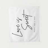 Liefde is lief Neem een Treat Sign Weduwschap. Wandkleed (Voorkant)