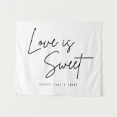 Liefde is lief Neem een Treat Sign Weduwschap. Wandkleed (Voorkant (horizontaal))