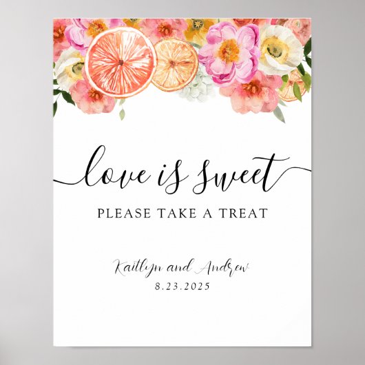 Liefde is lief Neem een Treat Teken. Poster (Voorkant)