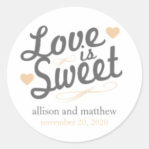 Liefde is lief ouderwets (grijs/Sinaasappel) Ronde Sticker
