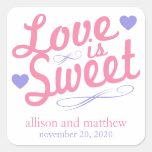 Liefde is lief ouderwets label (roze / violet)