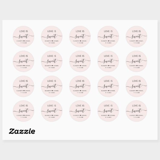 Liefde is lief roze bruiloft gunst ronde sticker (Vel)