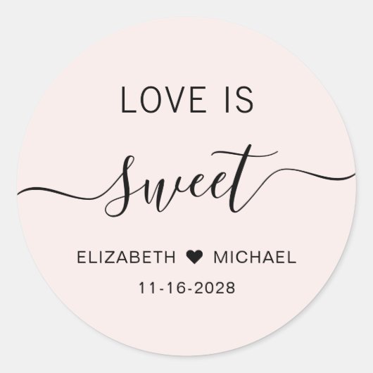 Liefde is lief roze bruiloft gunst ronde sticker (Voorkant)