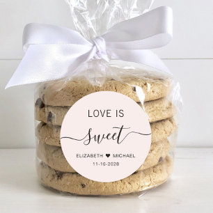 Liefde is lief roze bruiloft gunst ronde sticker