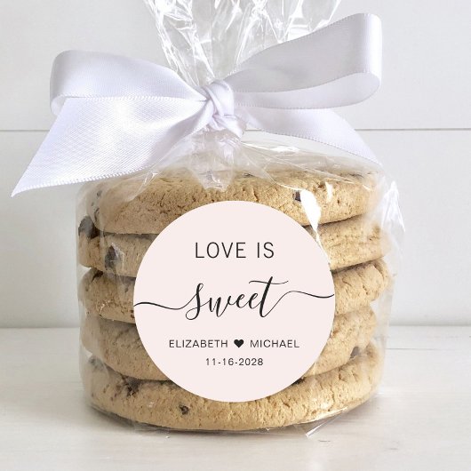 Liefde is lief roze bruiloft gunst ronde sticker