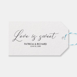 Liefde is lief script belettering bruiloft gunsten cadeaulabel
