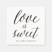 Liefde is lief script moderne kalligrafie bruiloft servetten (Voorkant)